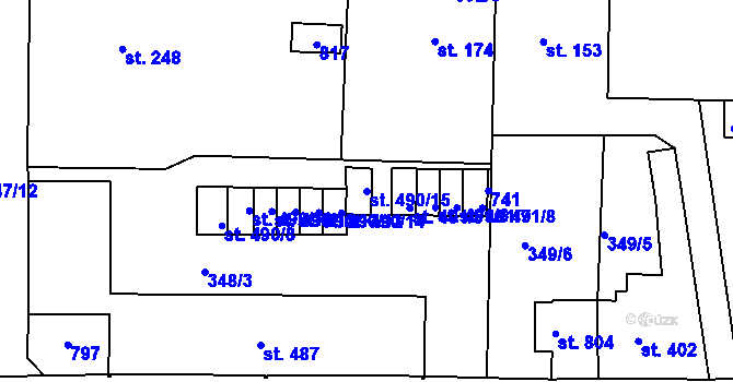 Parcela st. 490/15 v KÚ Lobeč, Katastrální mapa