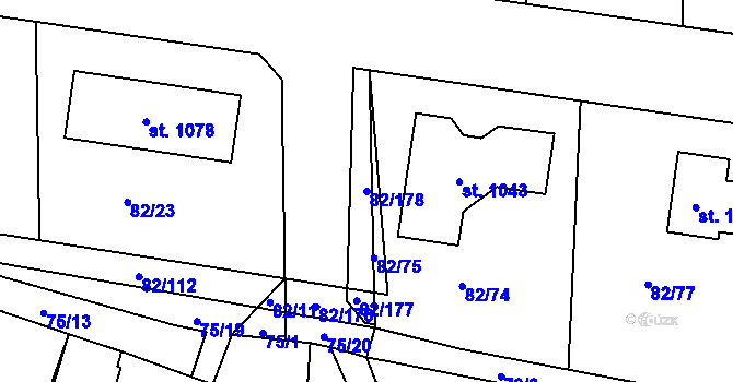 Parcela st. 82/178 v KÚ Lobeč, Katastrální mapa