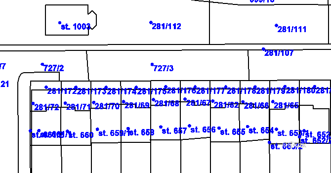Parcela st. 281/176 v KÚ Lobeč, Katastrální mapa
