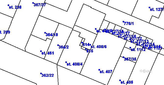 Parcela st. 814 v KÚ Lobeč, Katastrální mapa