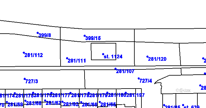 Parcela st. 1124 v KÚ Lobeč, Katastrální mapa
