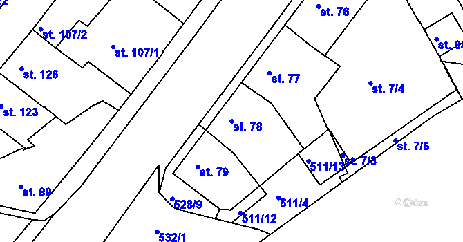 Parcela st. 78 v KÚ Králův Dvůr, Katastrální mapa