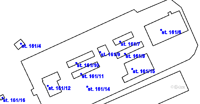 Parcela st. 161/9 v KÚ Králův Dvůr, Katastrální mapa