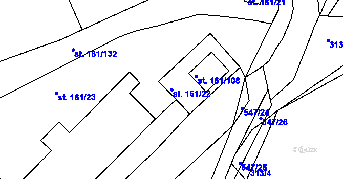 Parcela st. 161/22 v KÚ Králův Dvůr, Katastrální mapa