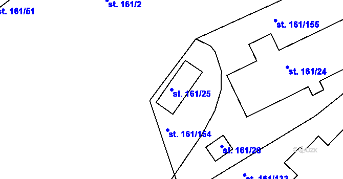 Parcela st. 161/25 v KÚ Králův Dvůr, Katastrální mapa