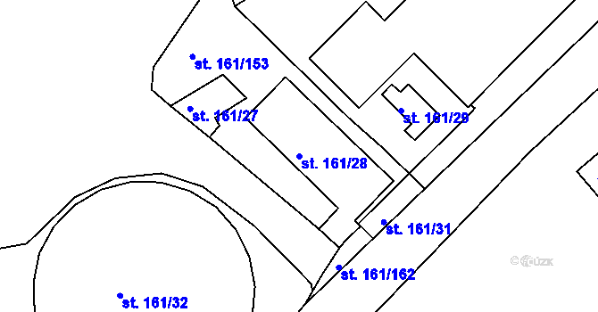 Parcela st. 161/28 v KÚ Králův Dvůr, Katastrální mapa