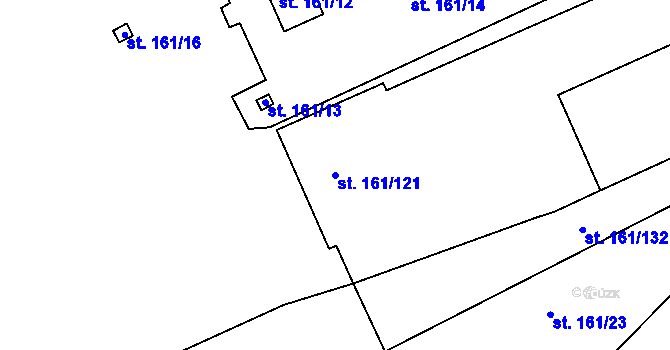 Parcela st. 161/121 v KÚ Králův Dvůr, Katastrální mapa