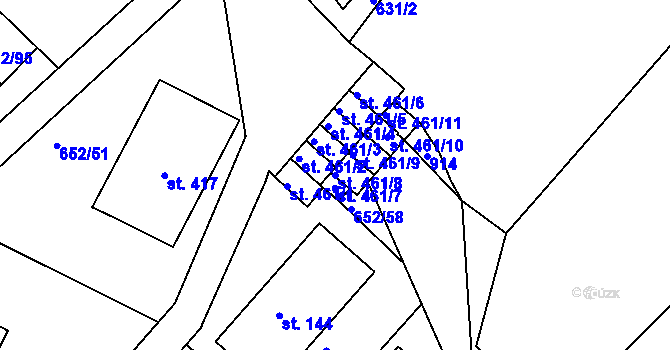 Parcela st. 461/8 v KÚ Králův Dvůr, Katastrální mapa