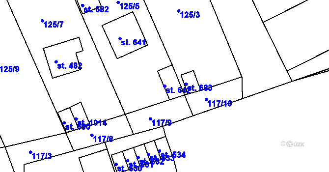 Parcela st. 642 v KÚ Králův Dvůr, Katastrální mapa