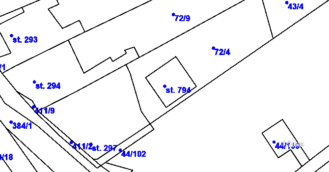 Parcela st. 794 v KÚ Králův Dvůr, Katastrální mapa