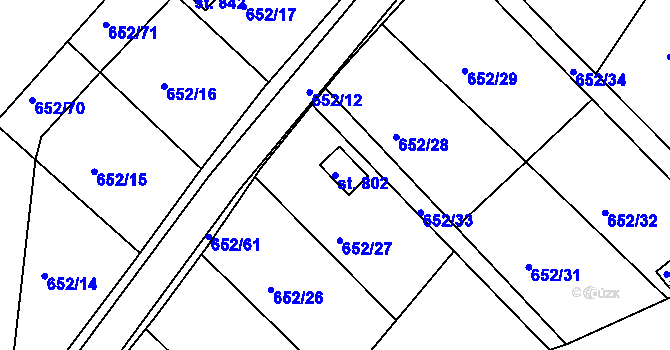 Parcela st. 802 v KÚ Králův Dvůr, Katastrální mapa