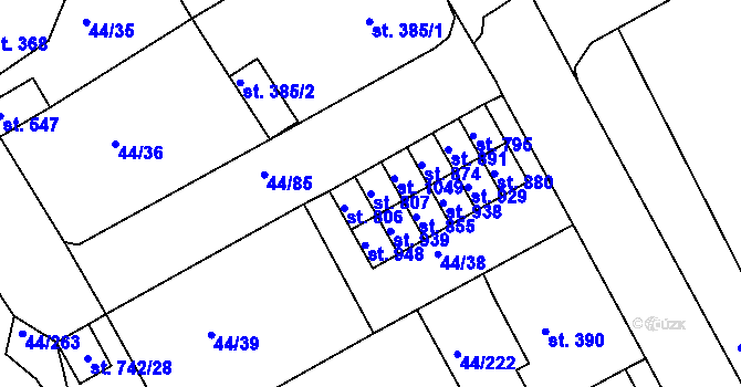 Parcela st. 807 v KÚ Králův Dvůr, Katastrální mapa