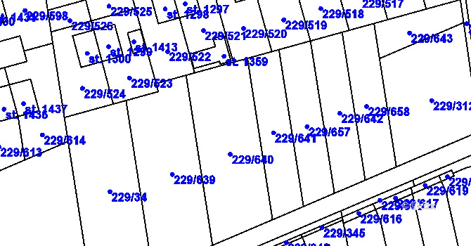 Parcela st. 229/34 v KÚ Králův Dvůr, Katastrální mapa