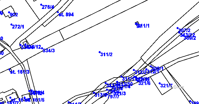 Parcela st. 311/2 v KÚ Králův Dvůr, Katastrální mapa
