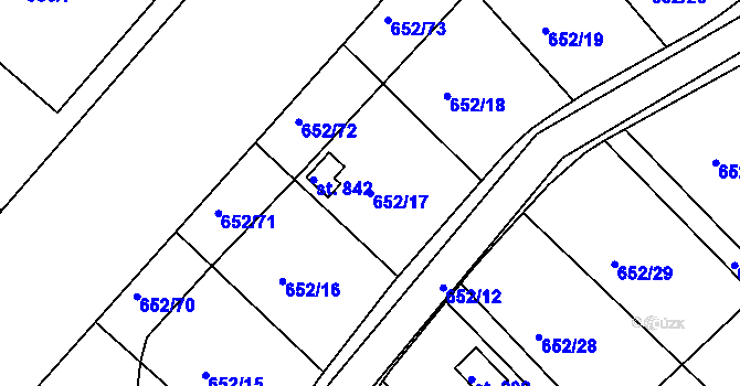 Parcela st. 652/17 v KÚ Králův Dvůr, Katastrální mapa