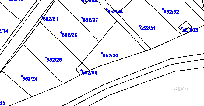 Parcela st. 652/30 v KÚ Králův Dvůr, Katastrální mapa