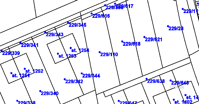 Parcela st. 229/110 v KÚ Králův Dvůr, Katastrální mapa