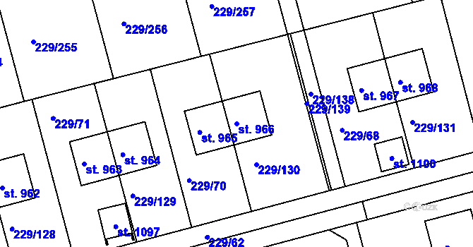 Parcela st. 966 v KÚ Králův Dvůr, Katastrální mapa