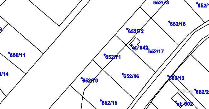 Parcela st. 652/71 v KÚ Králův Dvůr, Katastrální mapa