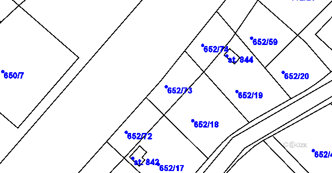 Parcela st. 652/73 v KÚ Králův Dvůr, Katastrální mapa