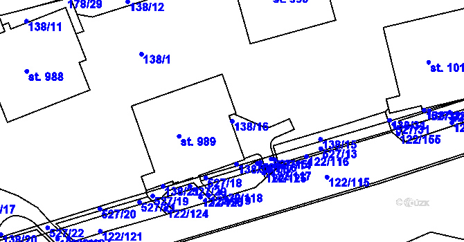 Parcela st. 138/16 v KÚ Králův Dvůr, Katastrální mapa