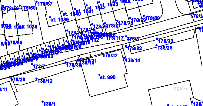 Parcela st. 178/32 v KÚ Králův Dvůr, Katastrální mapa