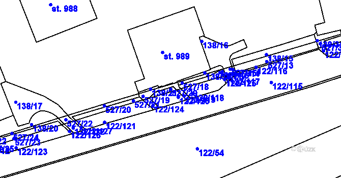 Parcela st. 527/29 v KÚ Králův Dvůr, Katastrální mapa