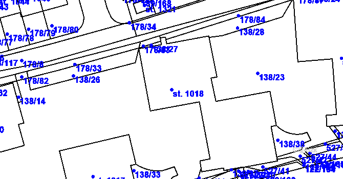 Parcela st. 1018 v KÚ Králův Dvůr, Katastrální mapa