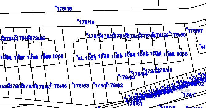 Parcela st. 1033 v KÚ Králův Dvůr, Katastrální mapa