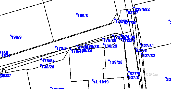 Parcela st. 178/88 v KÚ Králův Dvůr, Katastrální mapa