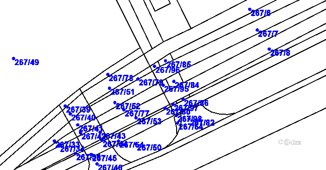 Parcela st. 267/95 v KÚ Králův Dvůr, Katastrální mapa