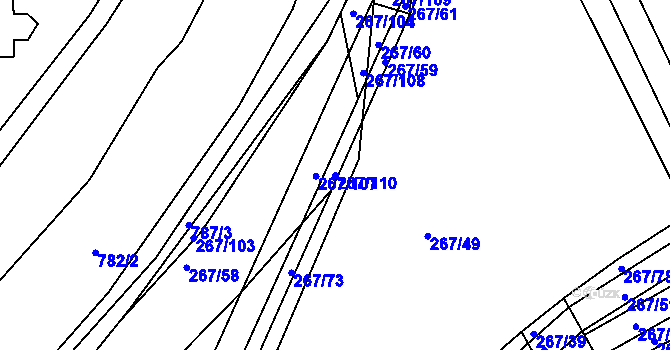 Parcela st. 267/110 v KÚ Králův Dvůr, Katastrální mapa