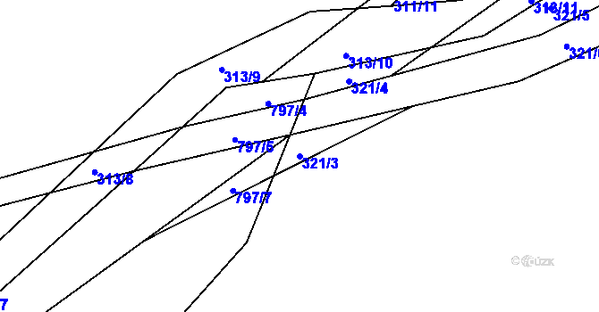 Parcela st. 321/3 v KÚ Králův Dvůr, Katastrální mapa