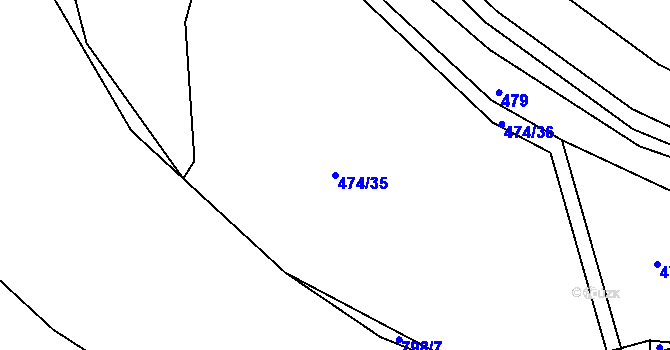 Parcela st. 474/35 v KÚ Králův Dvůr, Katastrální mapa