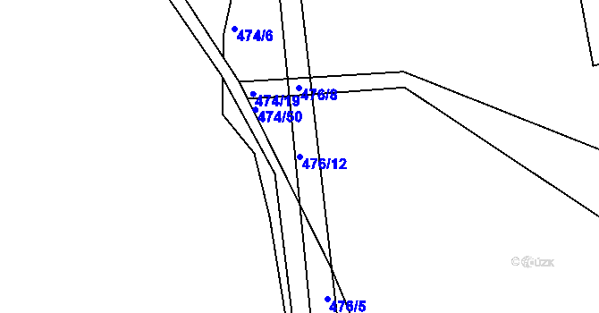 Parcela st. 476/12 v KÚ Králův Dvůr, Katastrální mapa
