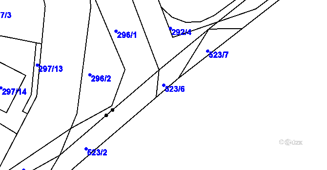 Parcela st. 523/6 v KÚ Králův Dvůr, Katastrální mapa