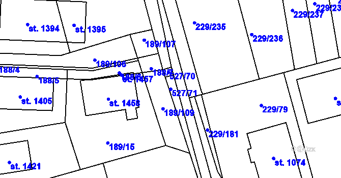 Parcela st. 527/71 v KÚ Králův Dvůr, Katastrální mapa