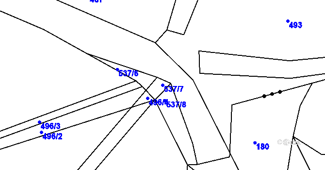 Parcela st. 537/7 v KÚ Králův Dvůr, Katastrální mapa