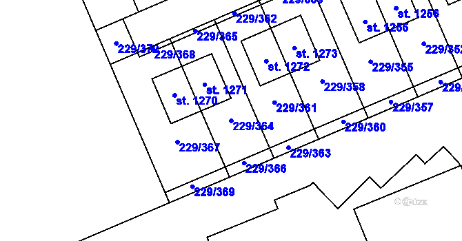 Parcela st. 229/364 v KÚ Králův Dvůr, Katastrální mapa