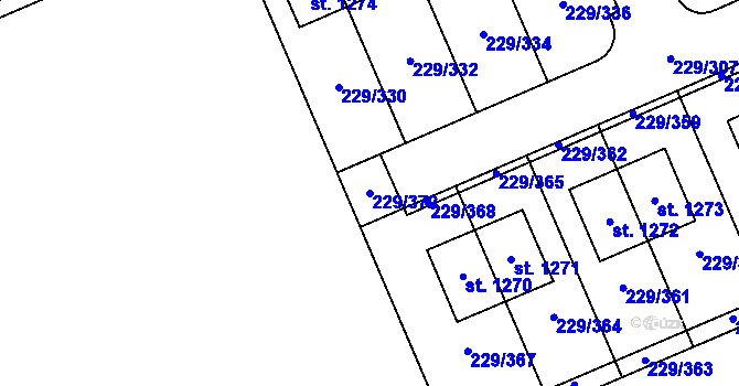 Parcela st. 229/372 v KÚ Králův Dvůr, Katastrální mapa