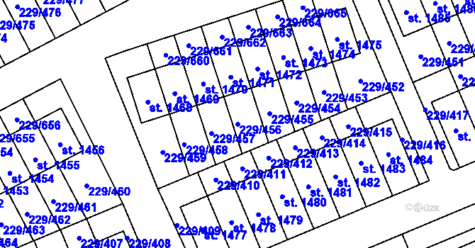 Parcela st. 229/456 v KÚ Králův Dvůr, Katastrální mapa