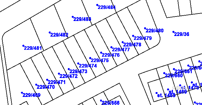 Parcela st. 229/476 v KÚ Králův Dvůr, Katastrální mapa