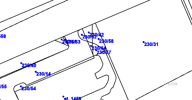 Parcela st. 230/57 v KÚ Králův Dvůr, Katastrální mapa