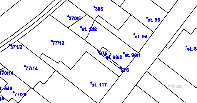 Parcela st. 98/4 v KÚ Popovice u Králova Dvora, Katastrální mapa