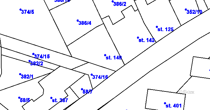 Parcela st. 149 v KÚ Popovice u Králova Dvora, Katastrální mapa