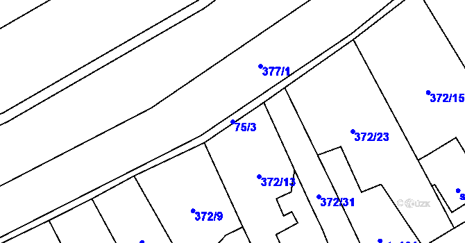 Parcela st. 75/3 v KÚ Popovice u Králova Dvora, Katastrální mapa