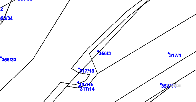 Parcela st. 356/3 v KÚ Popovice u Králova Dvora, Katastrální mapa