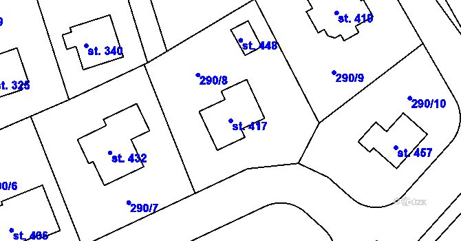 Parcela st. 417 v KÚ Popovice u Králova Dvora, Katastrální mapa
