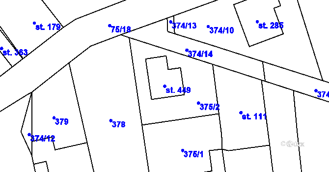 Parcela st. 449 v KÚ Popovice u Králova Dvora, Katastrální mapa