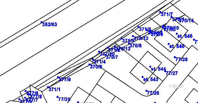 Parcela st. 377/10 v KÚ Popovice u Králova Dvora, Katastrální mapa